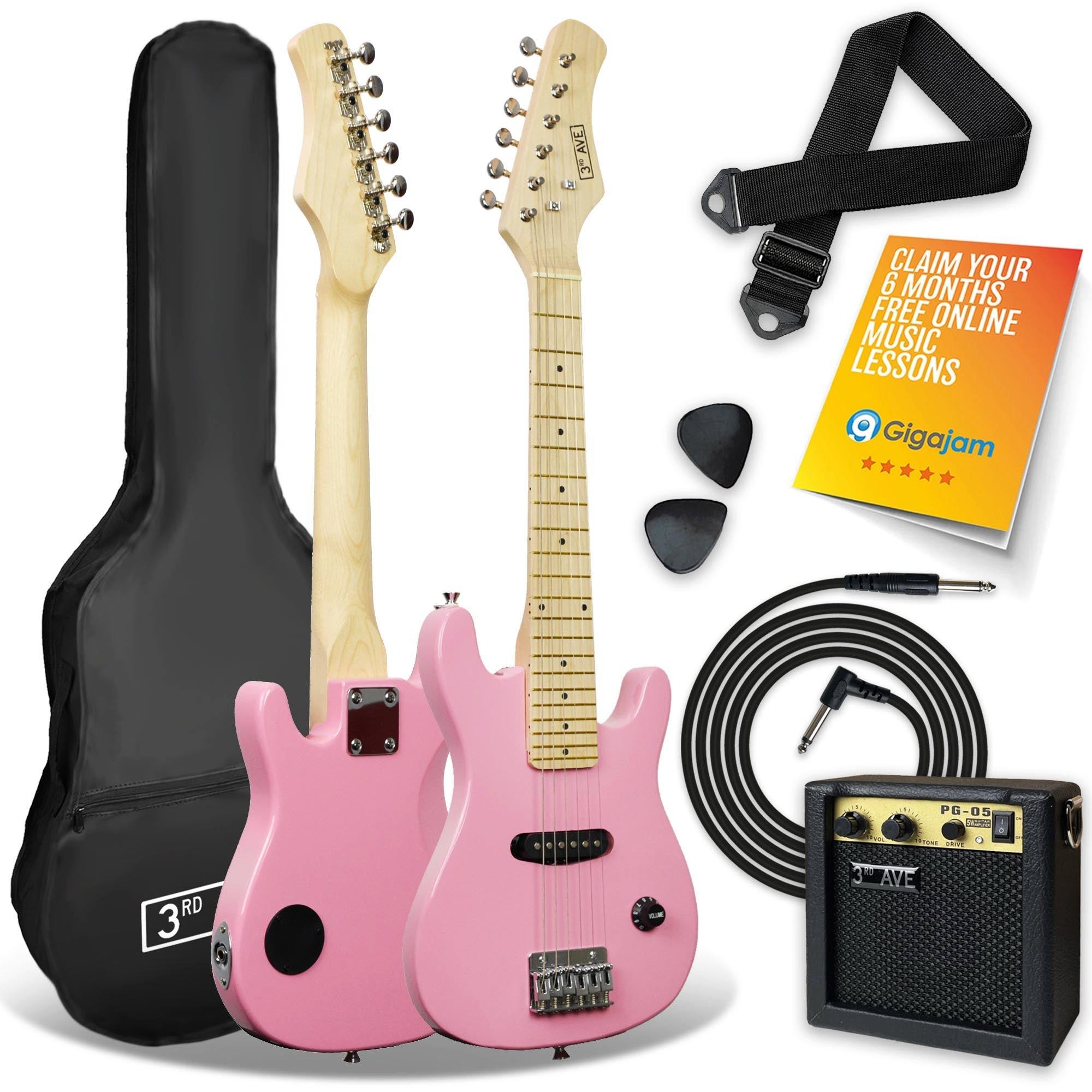 3Rd Avenue  Junior Electric Guitar Pack - Black & W - Pink - Junior