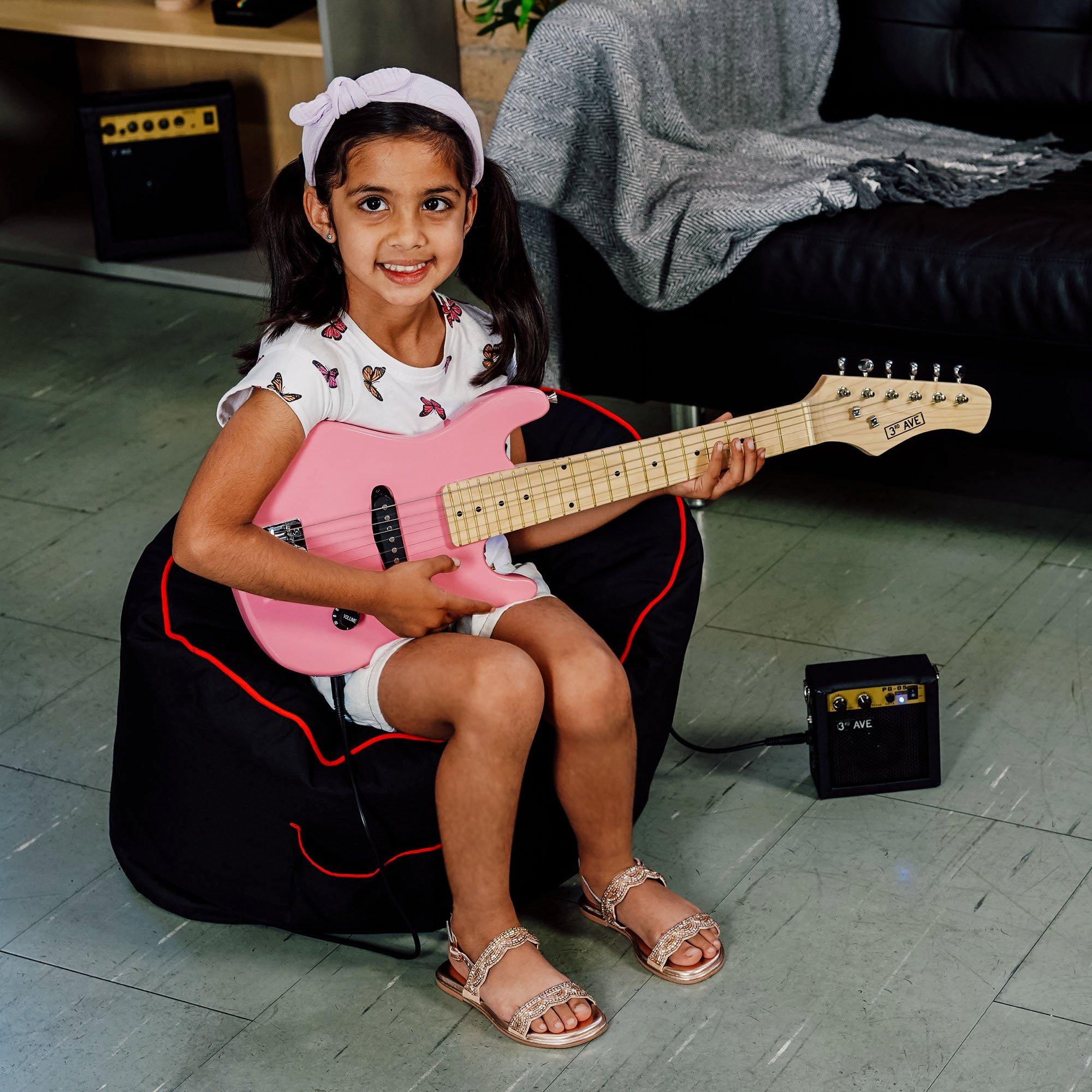 Pink - 3rd Avenue - 3rd Avenue Junior Electric Guitar Pack - Black & W - 5