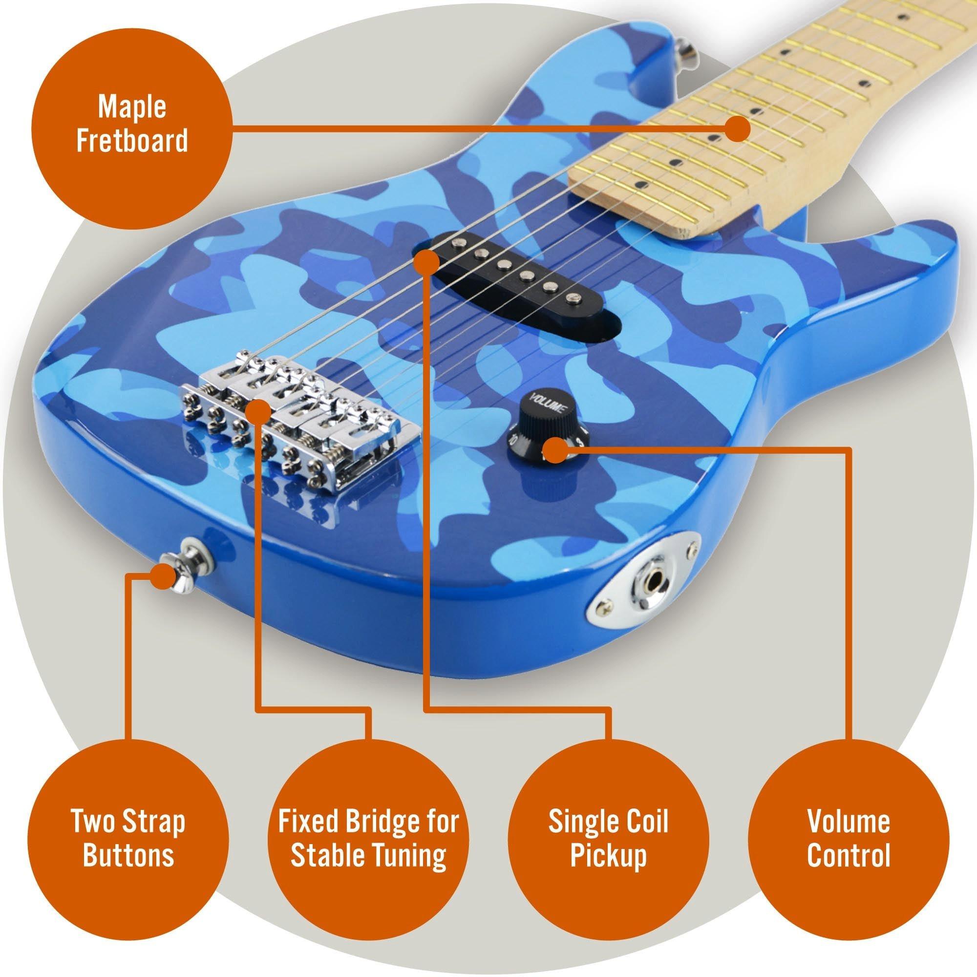 Blue Camo - 3rd Avenue - 3rd Avenue Junior Electric Guitar Pack - Black & W - 4
