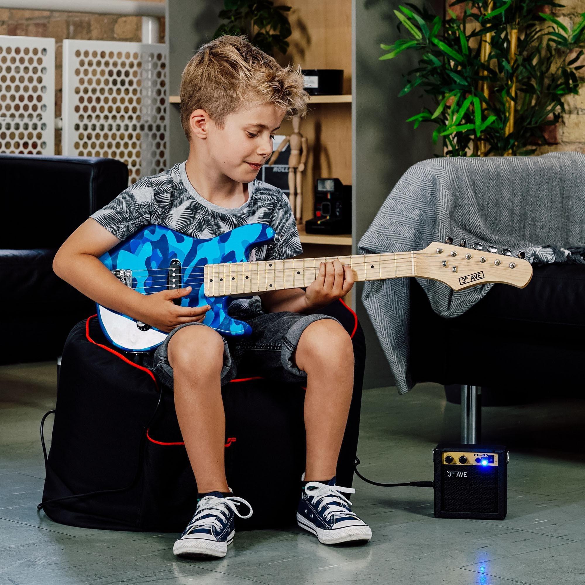 Blue Camo - 3rd Avenue - 3rd Avenue Junior Electric Guitar Pack - Black & W - 5