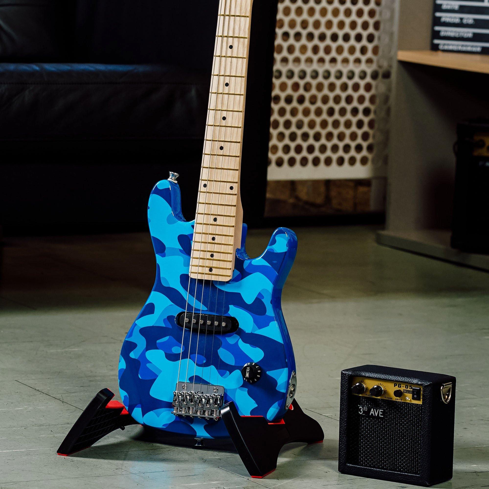 Blue Camo - 3rd Avenue - 3rd Avenue Junior Electric Guitar Pack - Black & W - 6