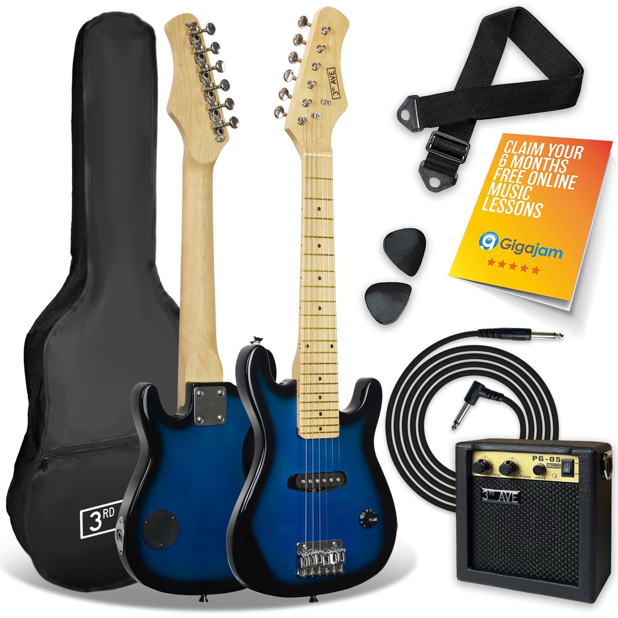 3Rd Avenue  Junior Electric Guitar Pack - Black & W - Blueburst - Junior