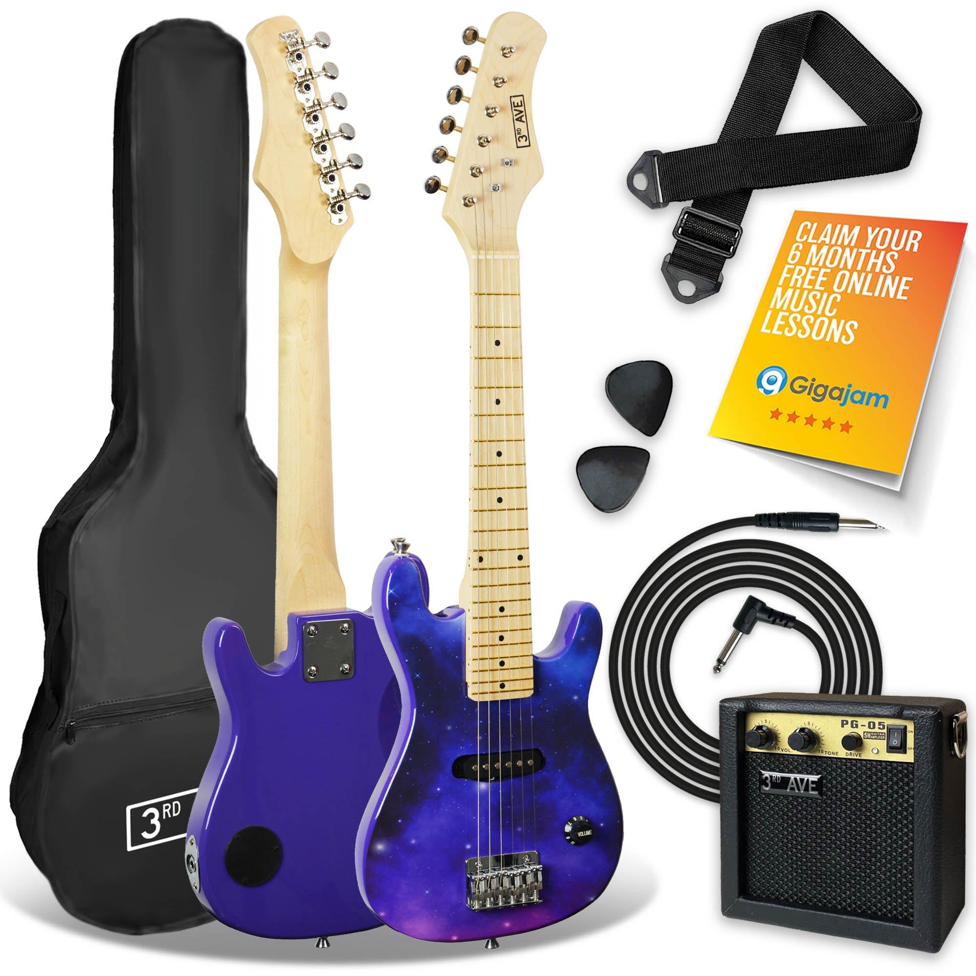 3rd Avenue 1/4 Size Kids Electric Guitar Pack for Junior Beginners - 6 Months FREE Lessons, 5W Portable Amp, Cable, Bag, Picks and Strap - Purple Galaxy - Image 7