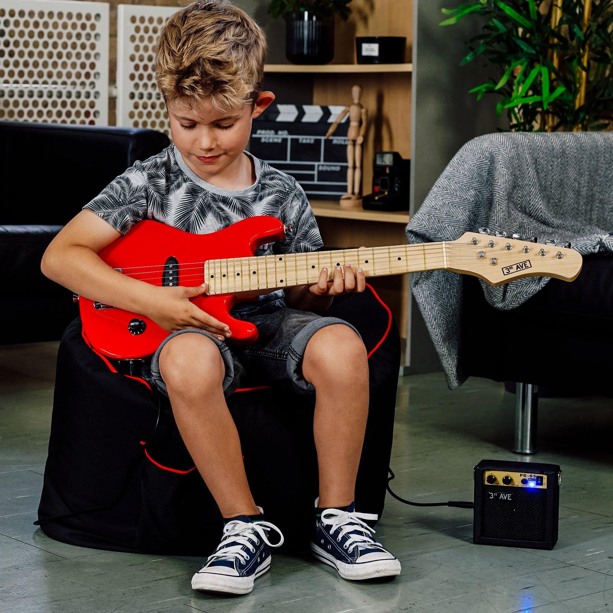 Red - 3rd Avenue - 3rd Avenue Junior Electric Guitar Pack - Black & W - 5