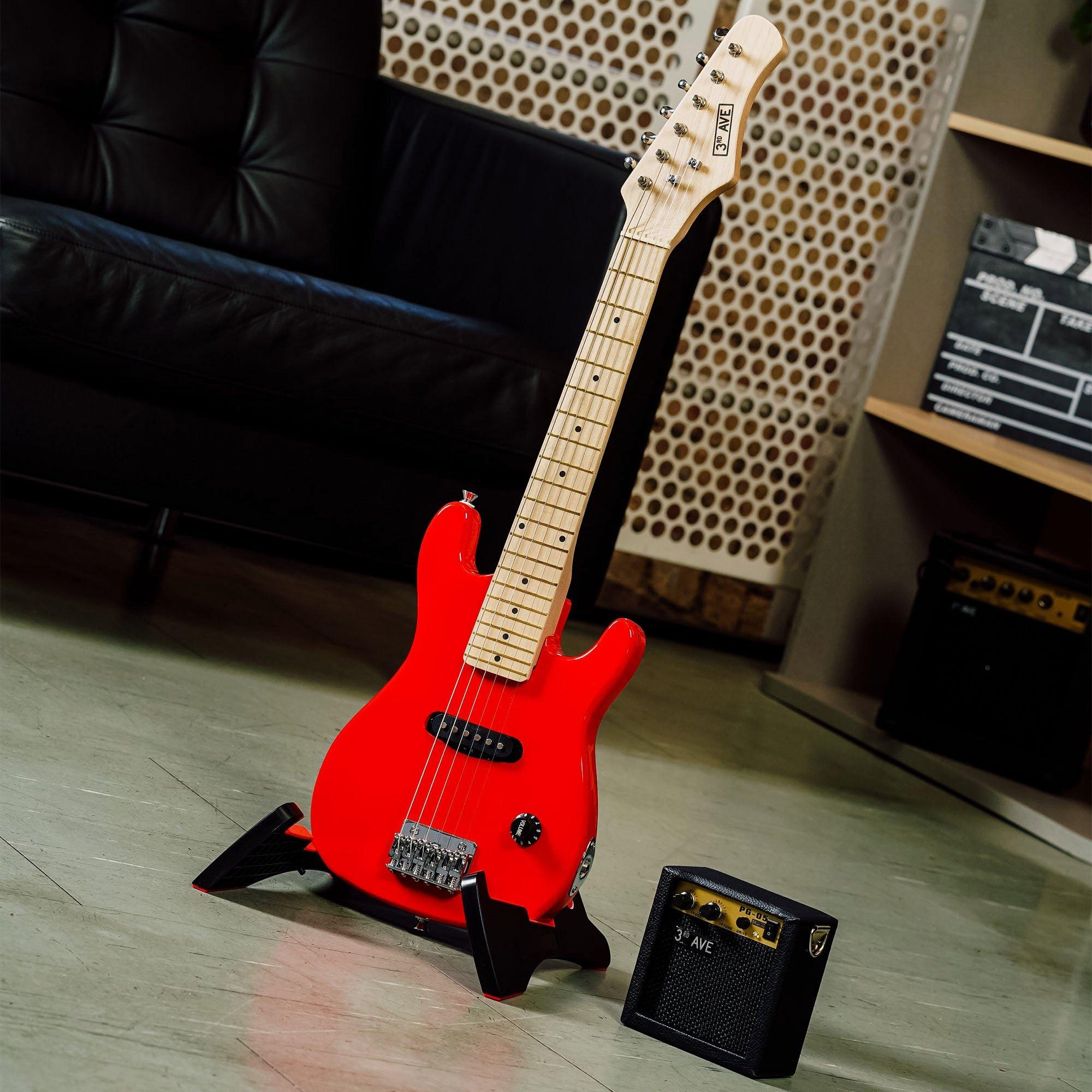 Red - 3rd Avenue - 3rd Avenue Junior Electric Guitar Pack - Black & W - 6