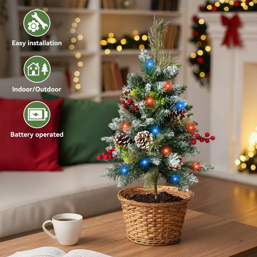Green - LIFE IDEAS - Christmas Tree Ground Stake with Light and Timer - 7