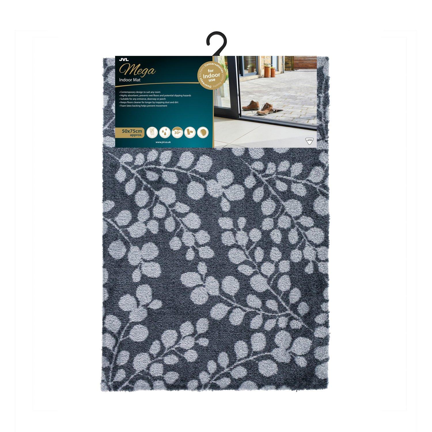 Grey - JVL - Mega Mat Entrance Doormat Branches 50x75cm - 10