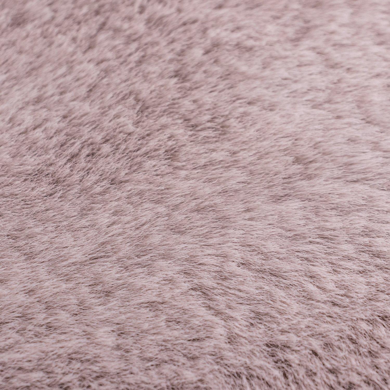 Pink - JVL - JVL Faux Fur Pelt Rug 60 x 90 cm  Pink - 3