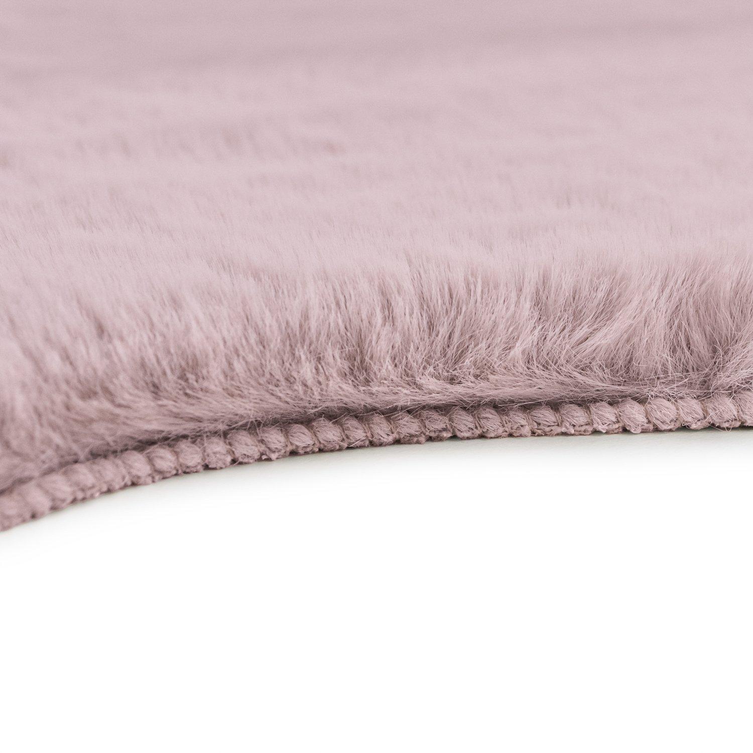 Pink - JVL - JVL Faux Fur Pelt Rug 60 x 90 cm  Pink - 4