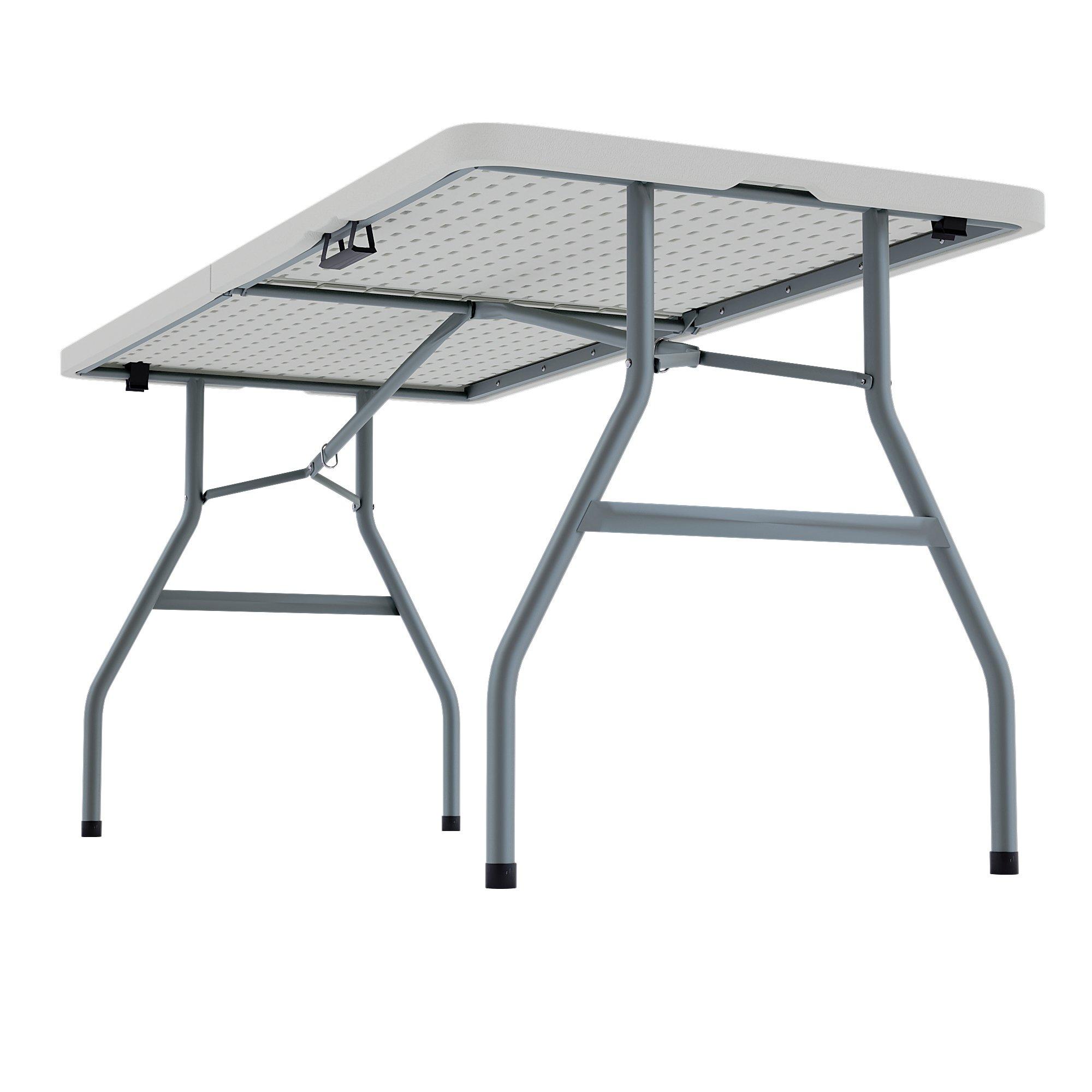 White - Lassic - Outdoor Folding Table 5ft & 2 Folding Benches - 6