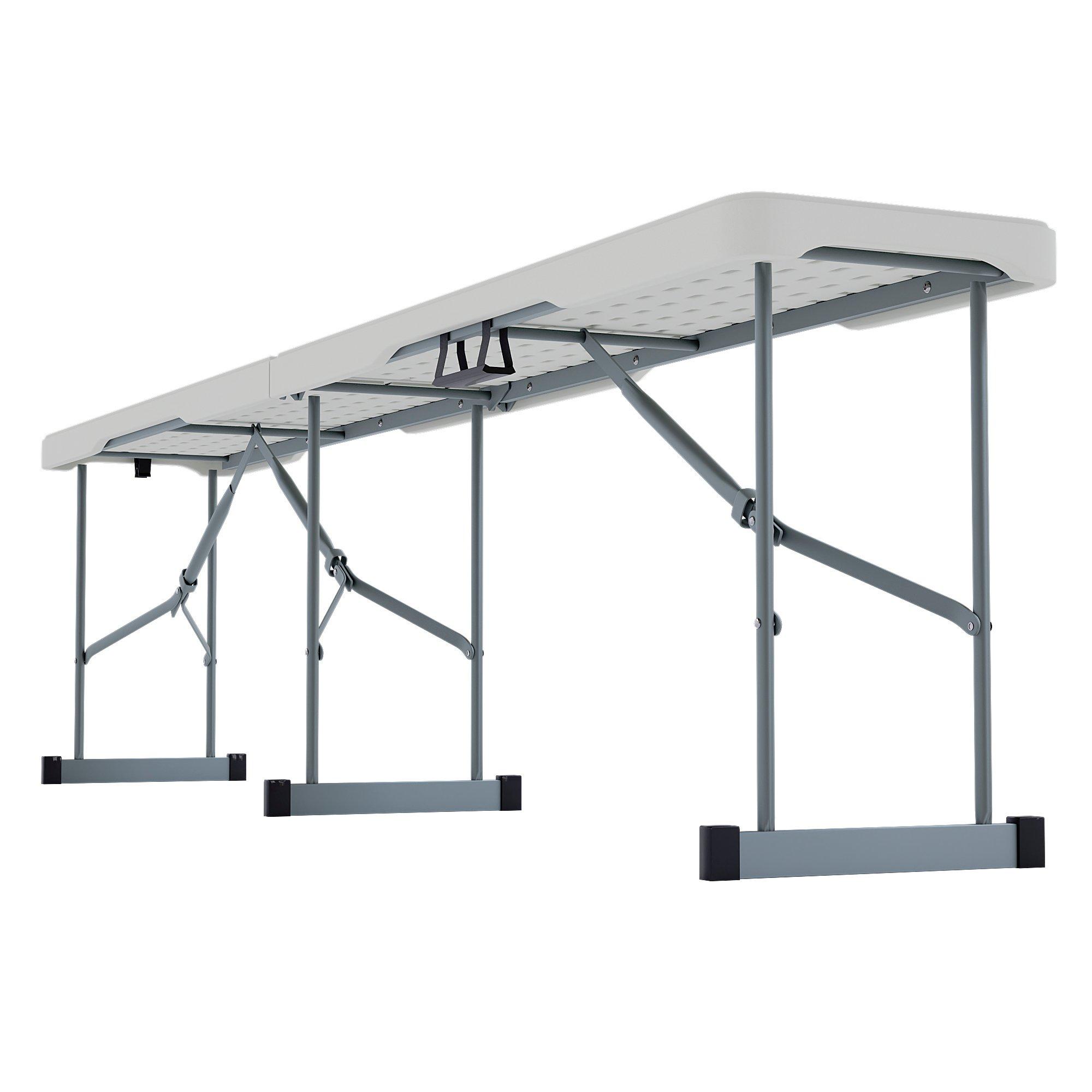 White - Lassic - Outdoor Folding Table 5ft & 2 Folding Benches - 8