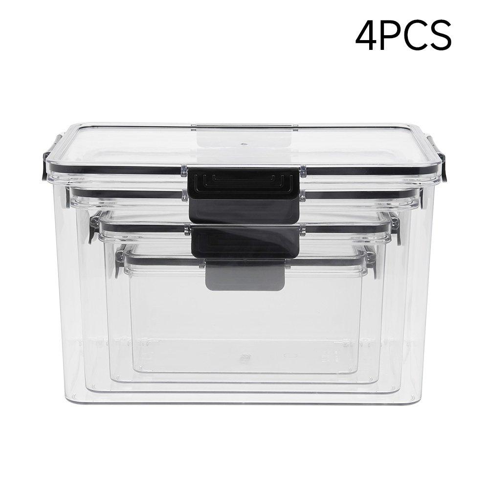 Clear - LIFE IDEAS - Set of 4 Stackable Clear Fridge Organisers - 2