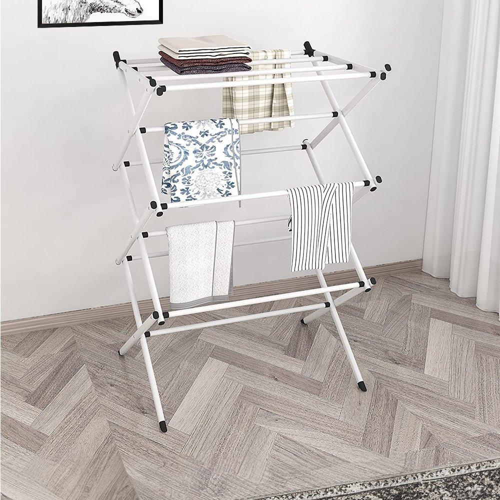 White - LIFE IDEAS - Foldable Clothes Drying Rack Clothes Airer - 1