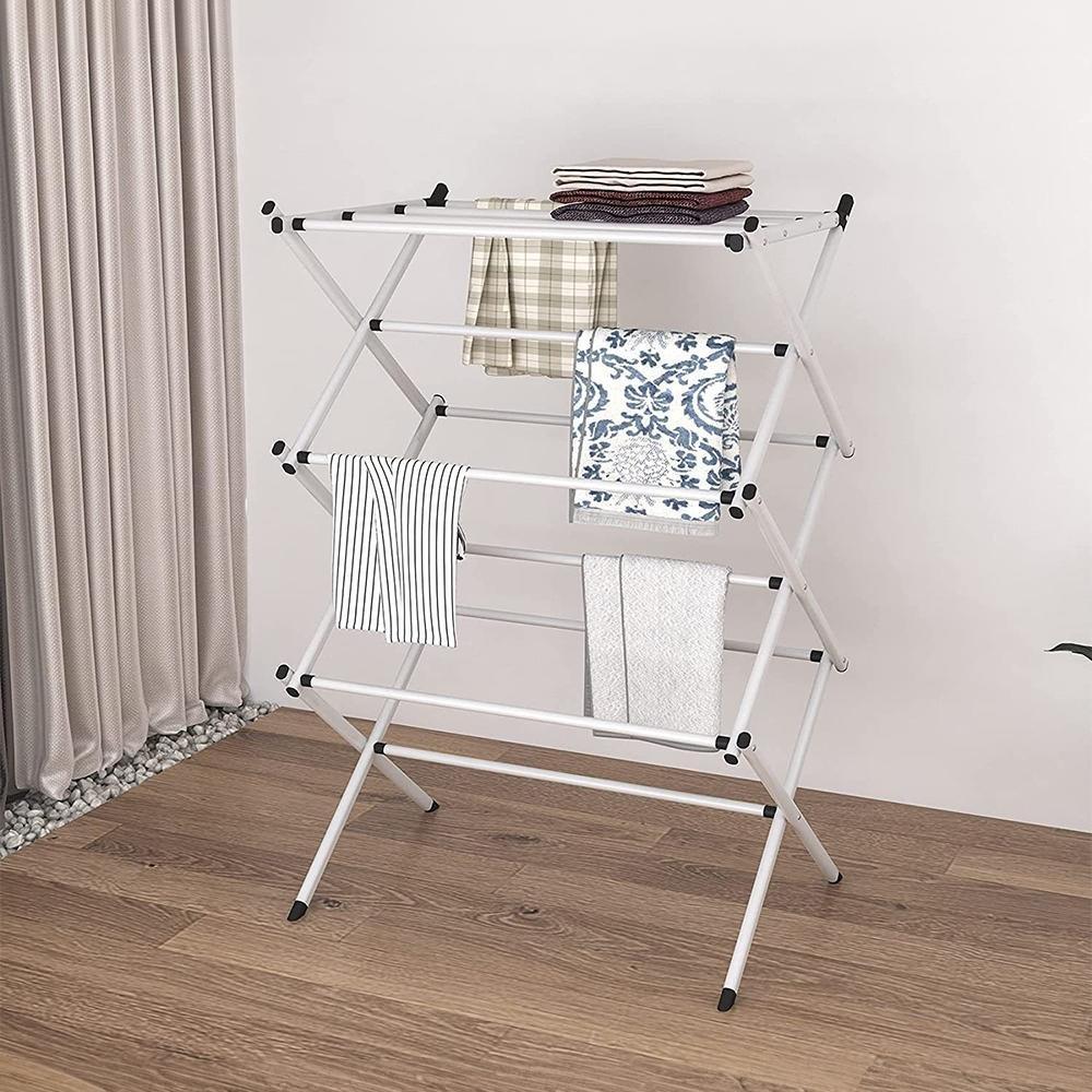 White - LIFE IDEAS - Foldable Clothes Drying Rack Clothes Airer - 2