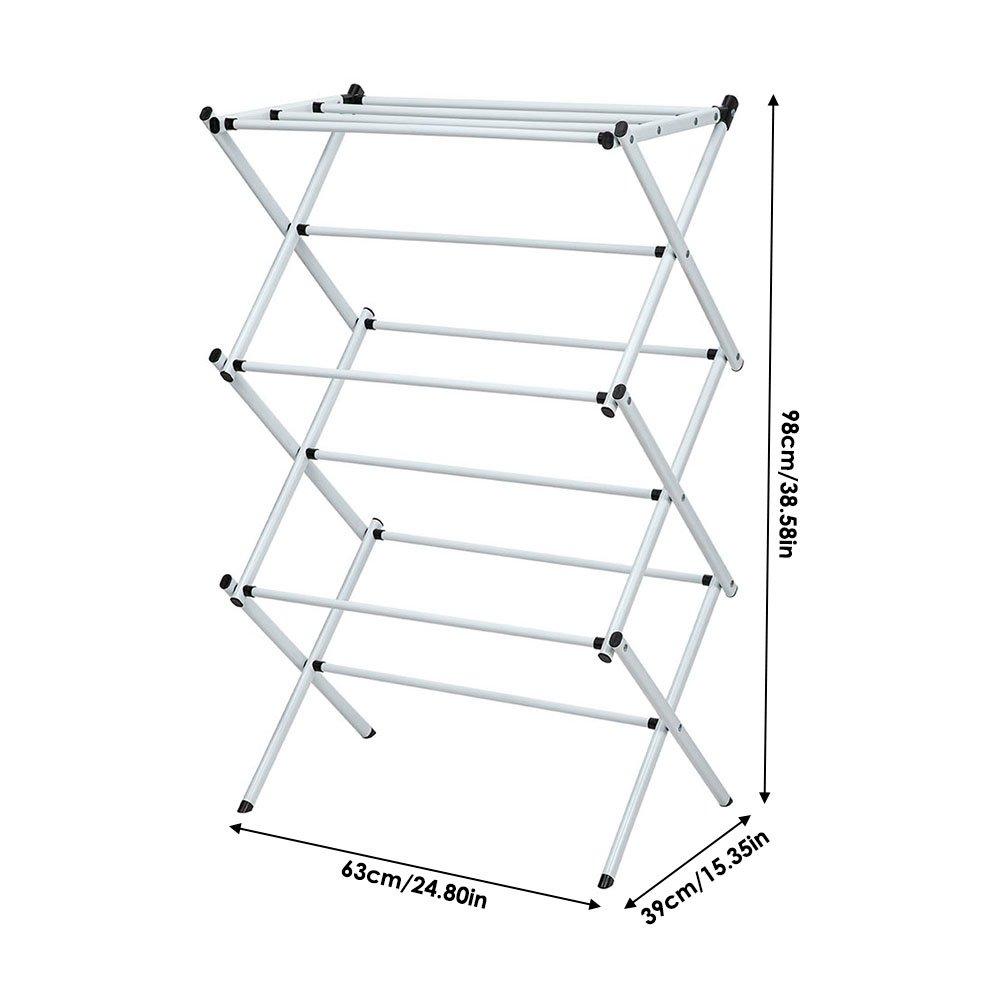 White - LIFE IDEAS - Foldable Clothes Drying Rack Clothes Airer - 8