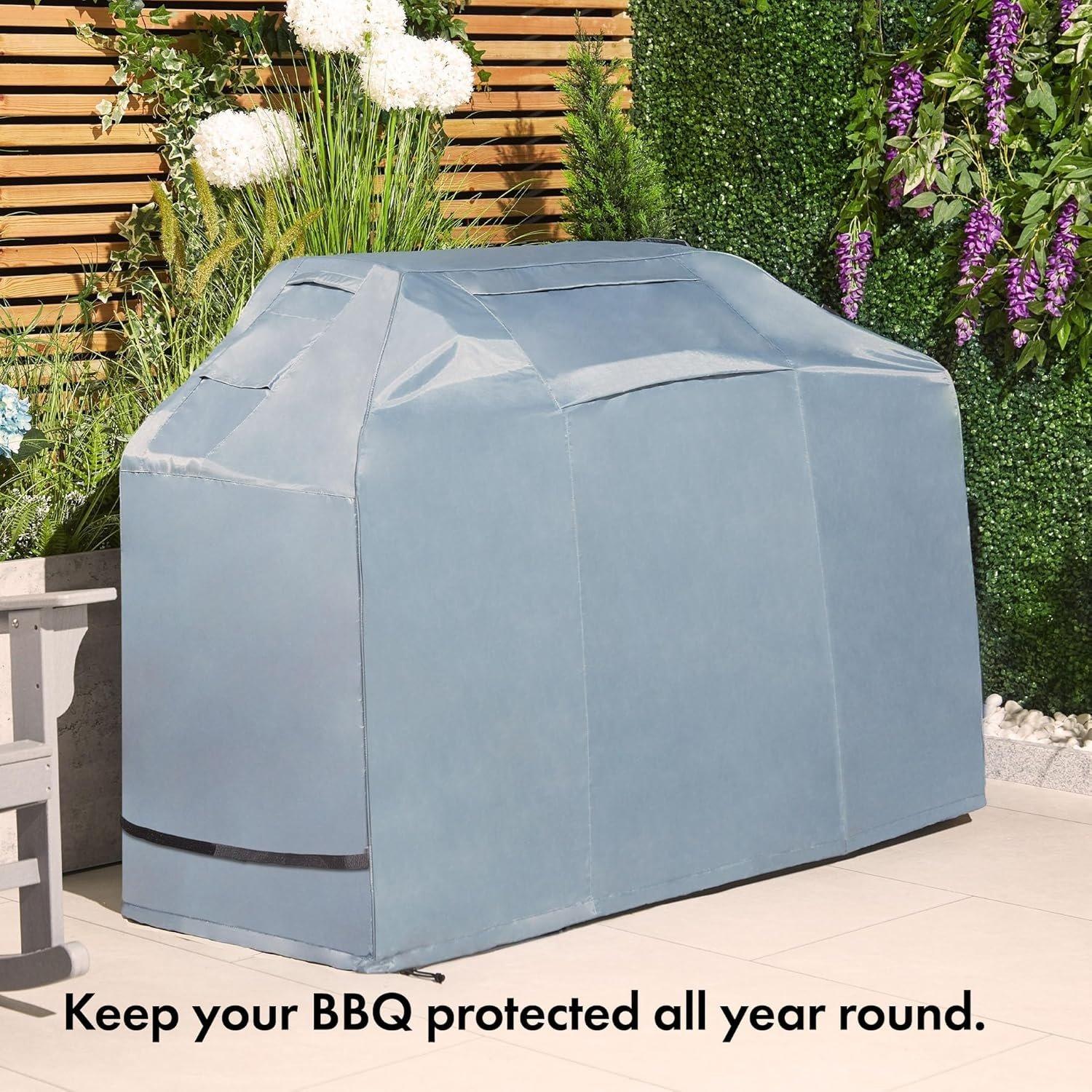 Grey - VonHaus - Medium BBQ Cover- (H)124.5 x (W)152 x (D)67cm - 2