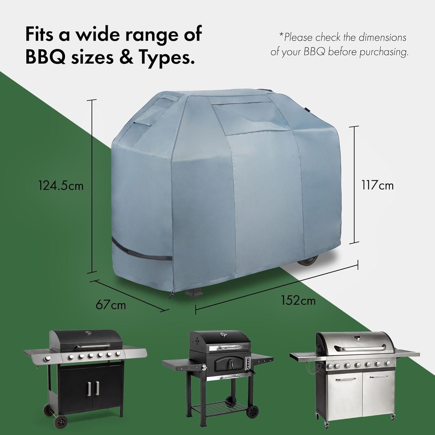 Grey - VonHaus - Medium BBQ Cover- (H)124.5 x (W)152 x (D)67cm - 4