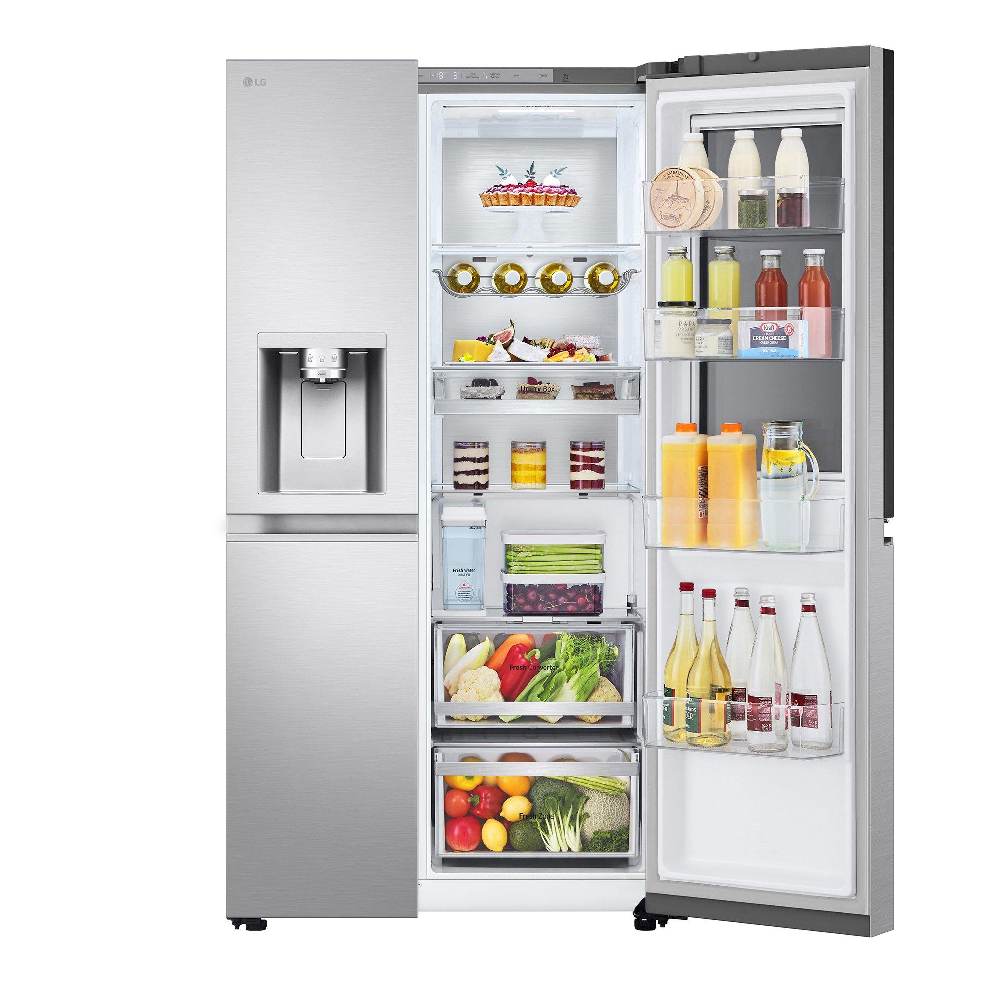 Brushed Steel - LG - InstaView™ American Style Smart Fridge Freezer - 4