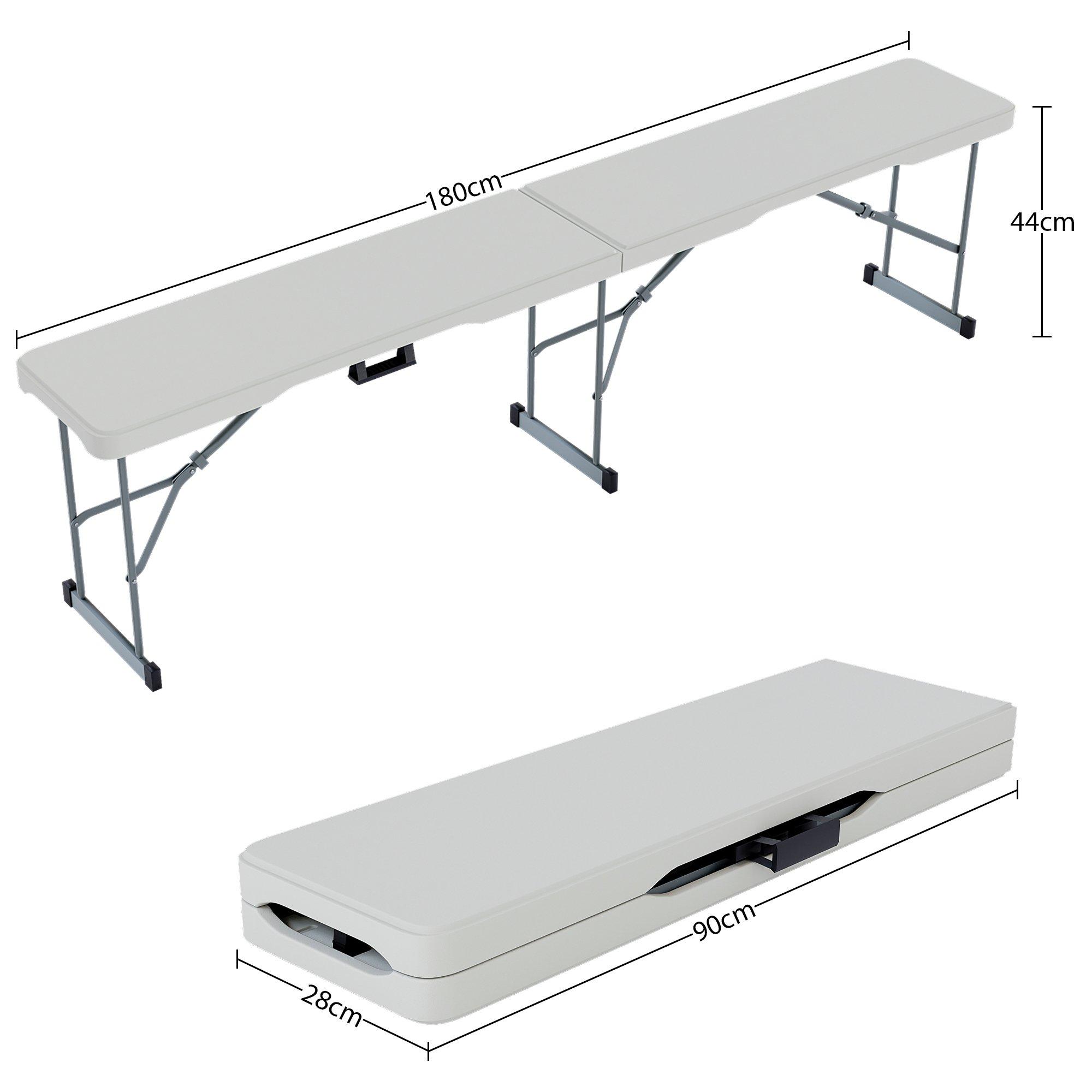 White - Lassic - Outdoor Folding Table 6ft & 2 Folding Benches - 3