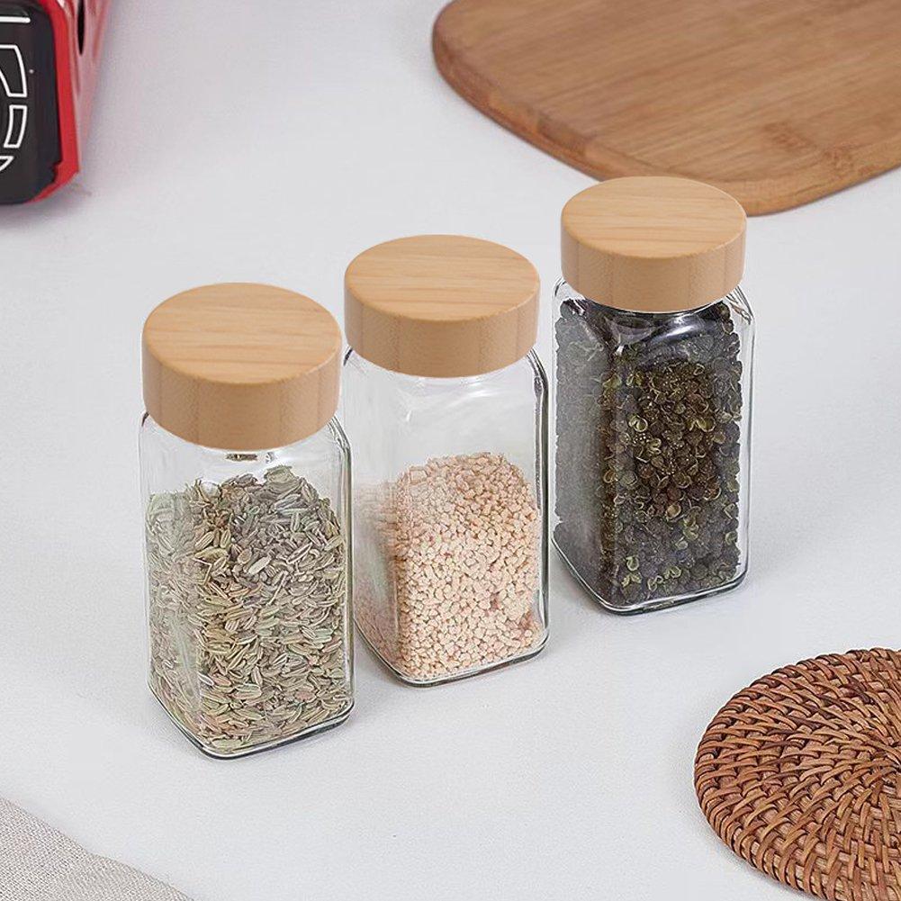 Life Ideas  24Pcs Glass Spice Jars With Bamboo Lids - Clear