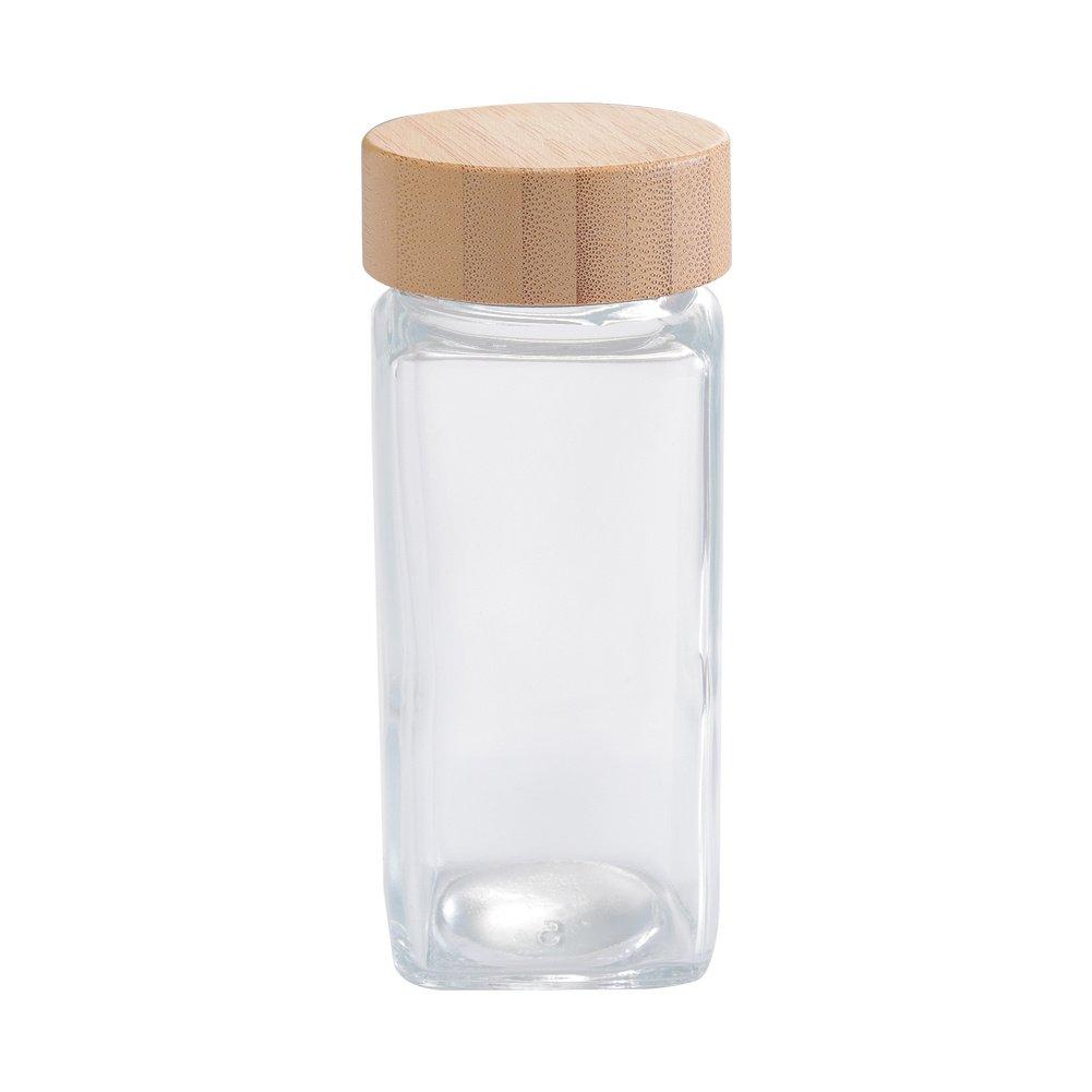 Clear - LIFE IDEAS - 24Pcs Glass Spice Jars with Bamboo Lids - 3