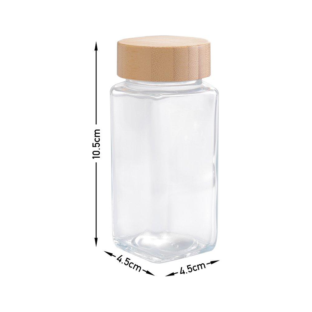 Clear - LIFE IDEAS - 24Pcs Glass Spice Jars with Bamboo Lids - 10