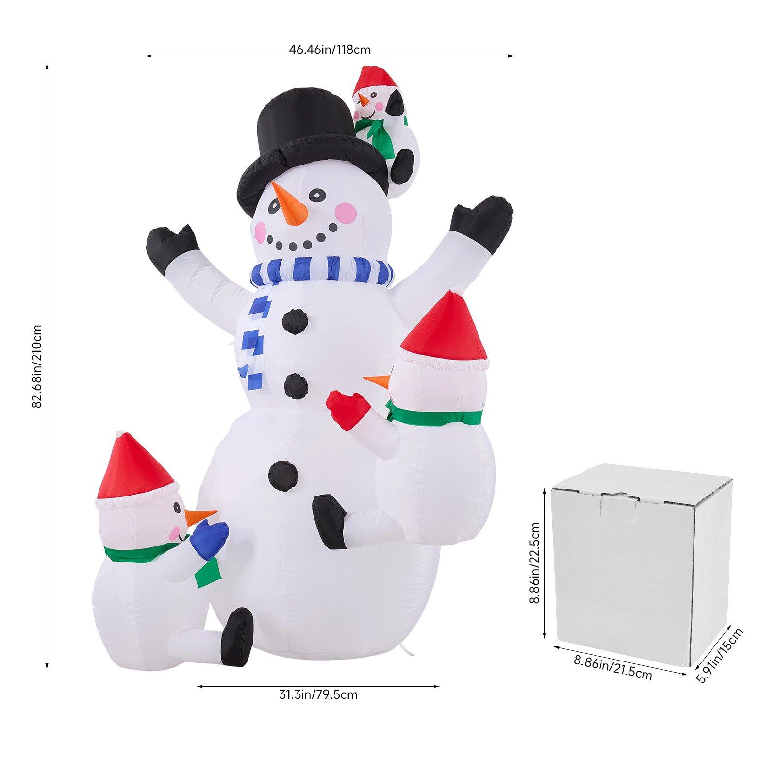 Multi - LIFE IDEAS - 2.1m Christmas Inflatable Snowman Family - 2