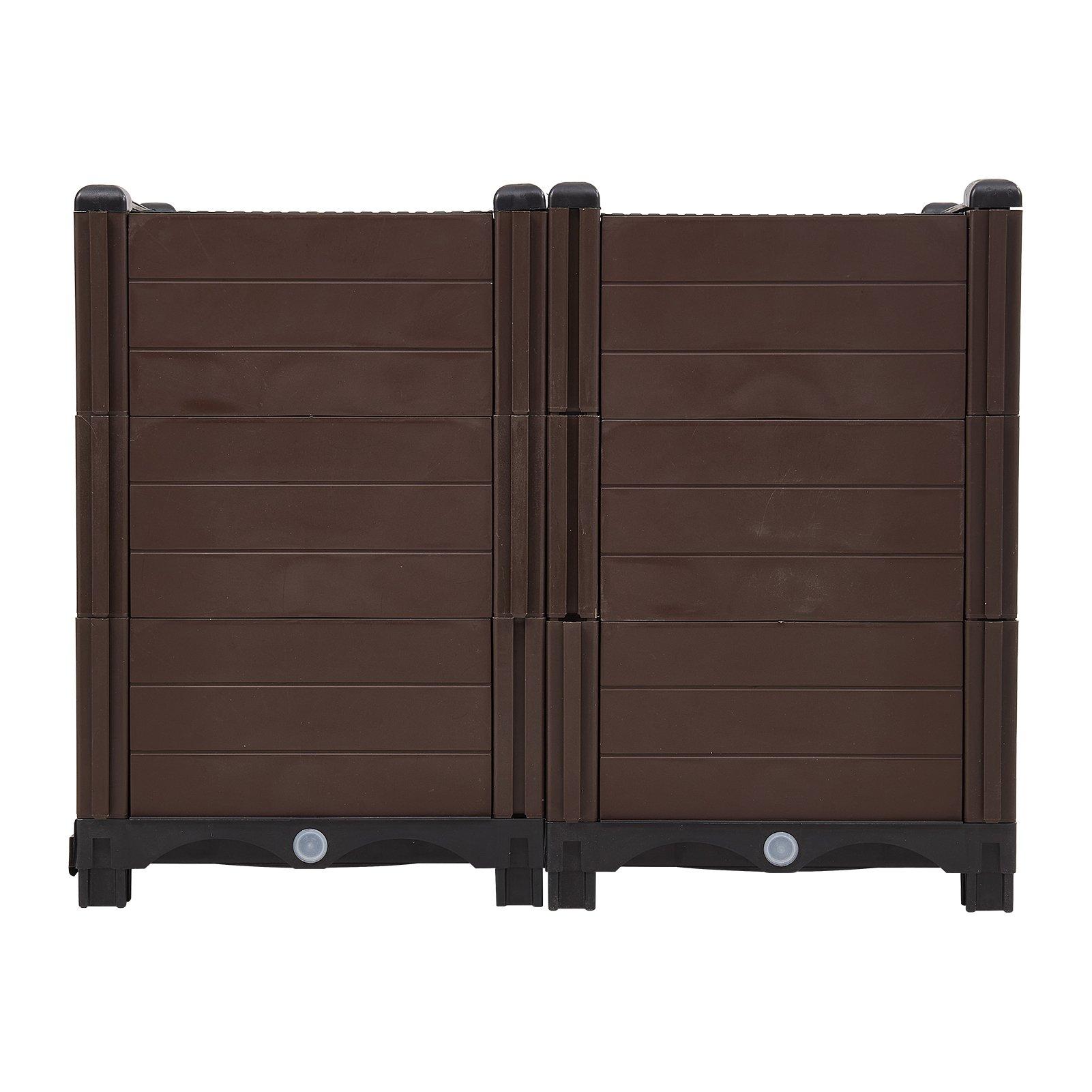 Brown - LIFE IDEAS - Brown Grid Extra-Deep Double Vegetable Planter - 2