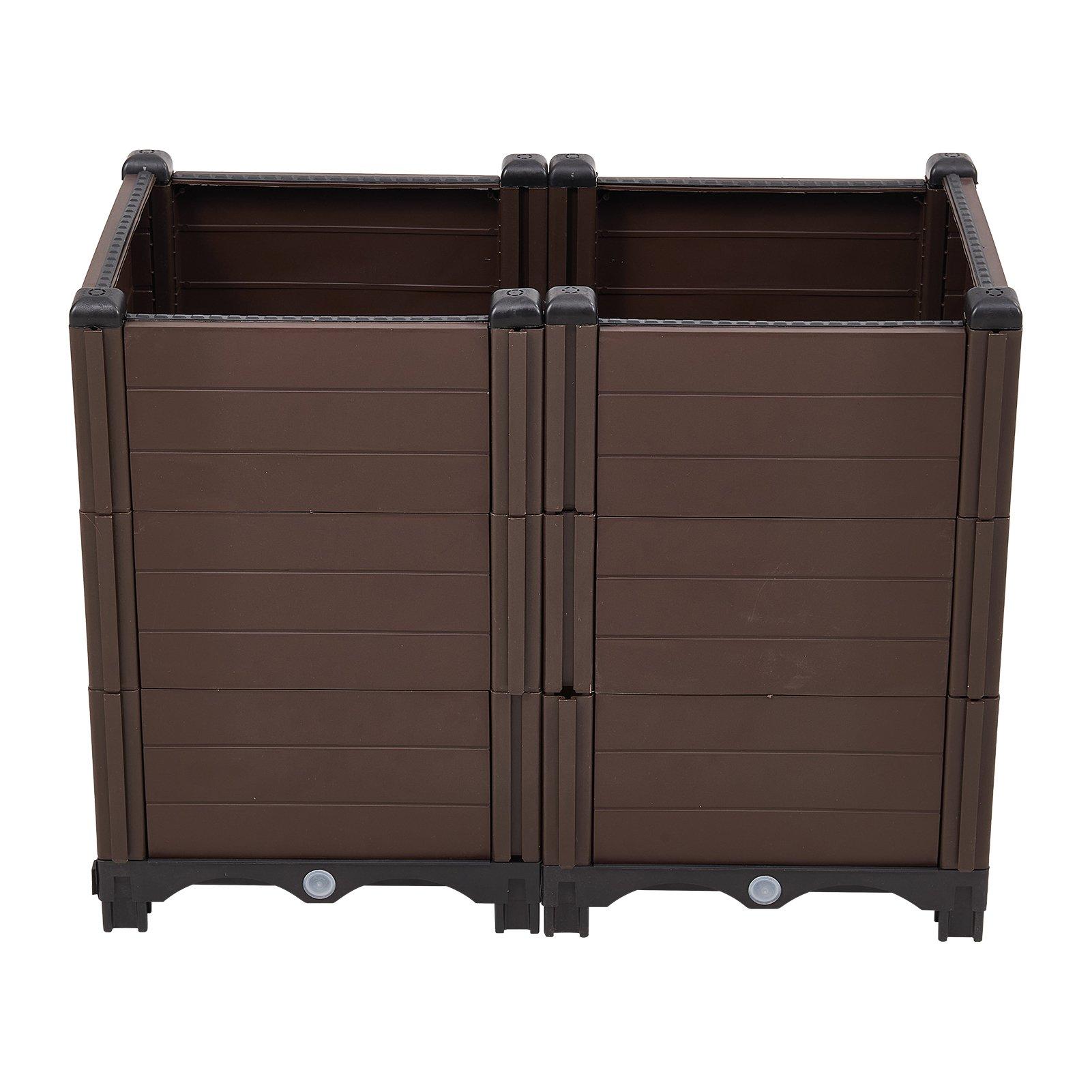 Brown - LIFE IDEAS - Brown Grid Extra-Deep Double Vegetable Planter - 3