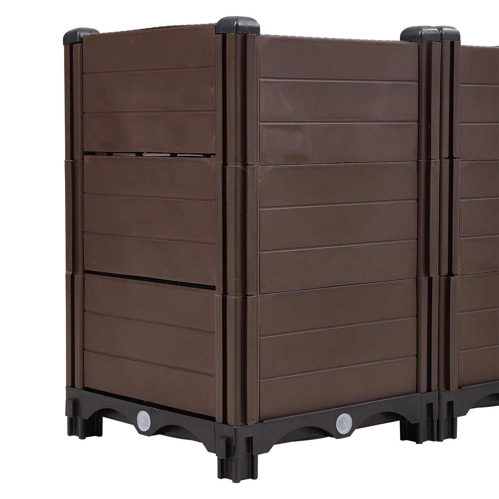 Brown - LIFE IDEAS - Brown Grid Extra-Deep Double Vegetable Planter - 4