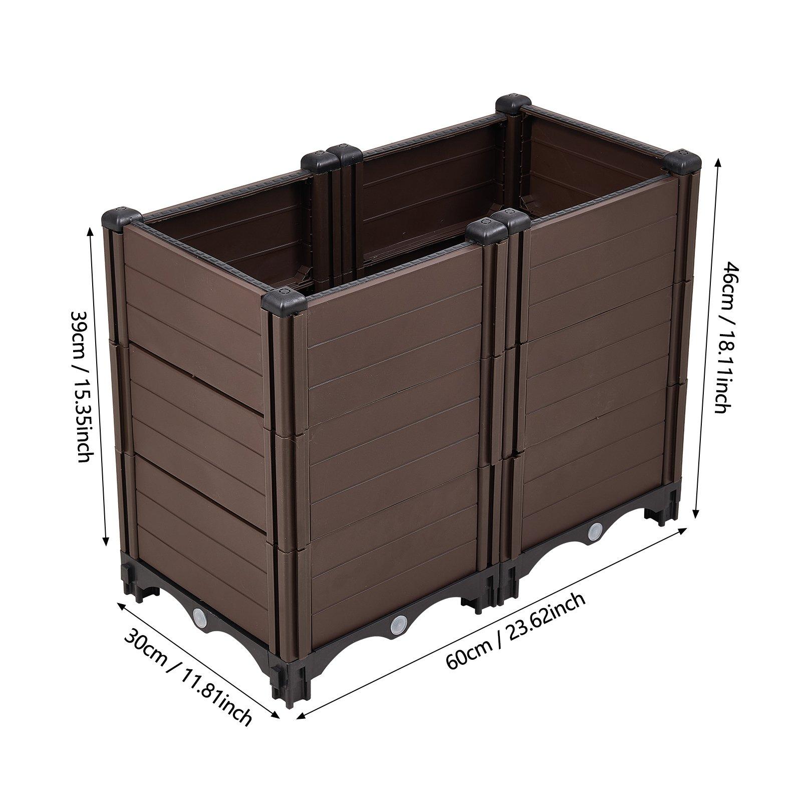 Brown - LIFE IDEAS - Brown Grid Extra-Deep Double Vegetable Planter - 8