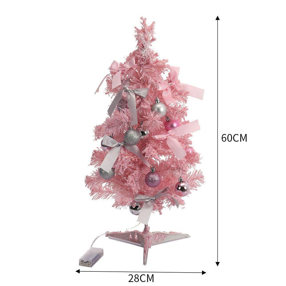 Pink - LIFE IDEAS - 60cm Pink Flocked Christmas Tree Set - 2