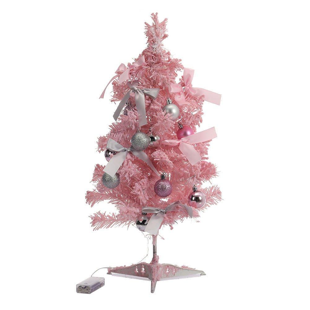 Pink - LIFE IDEAS - 60cm Pink Flocked Christmas Tree Set - 3