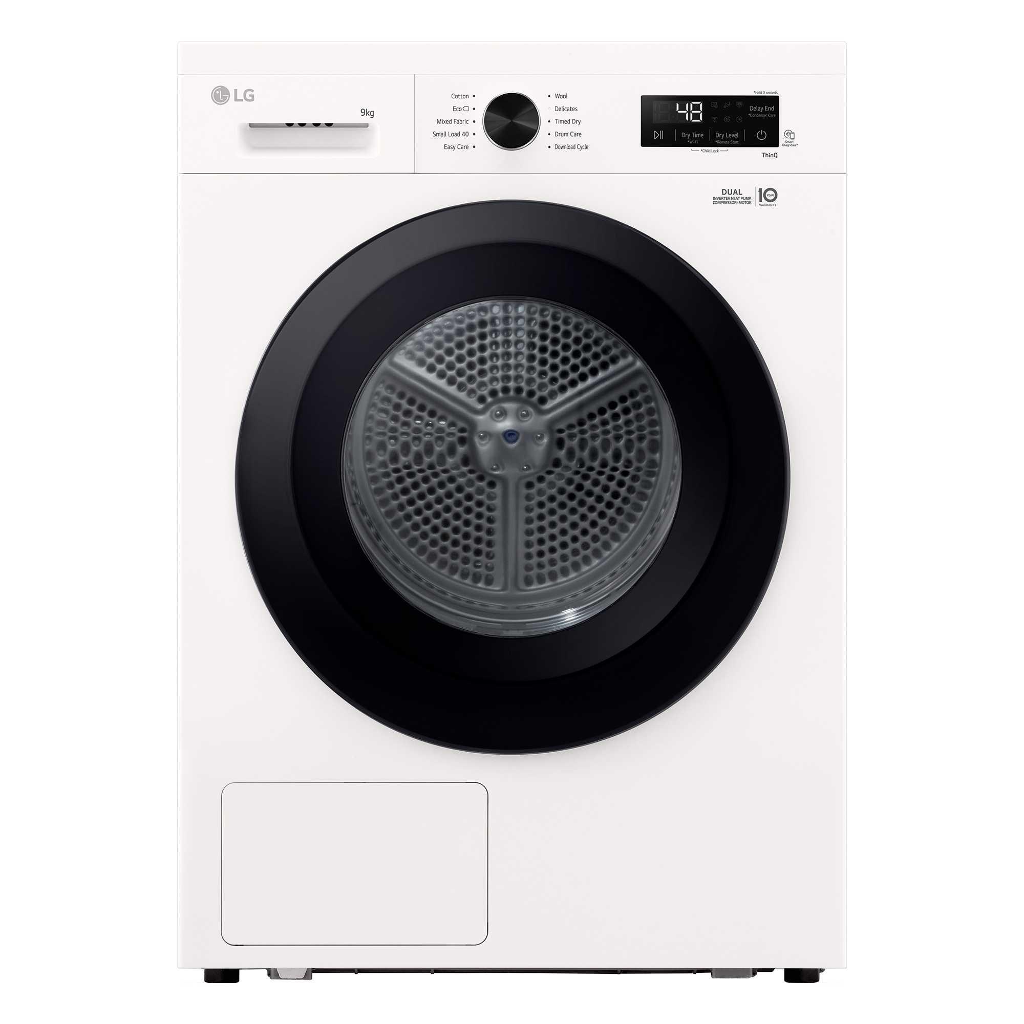 White - LG - X10 Series ThinQ™ 9 kg Heat Pump Tumble Dryer - 1