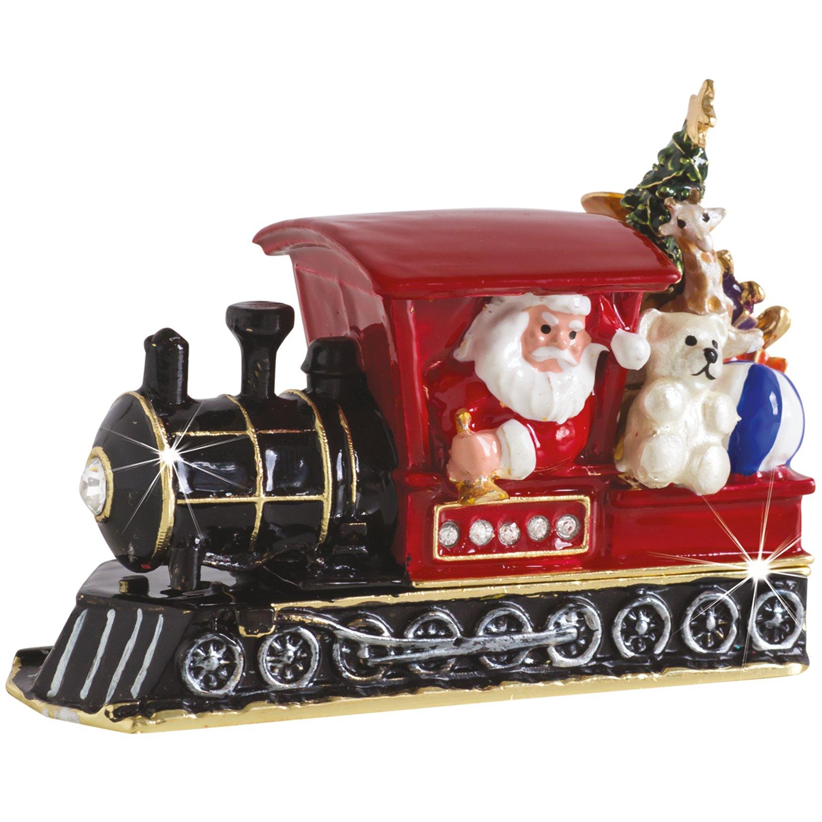 Red - Craycombe Christmas - 6064 - Santa on Train Trinket Box