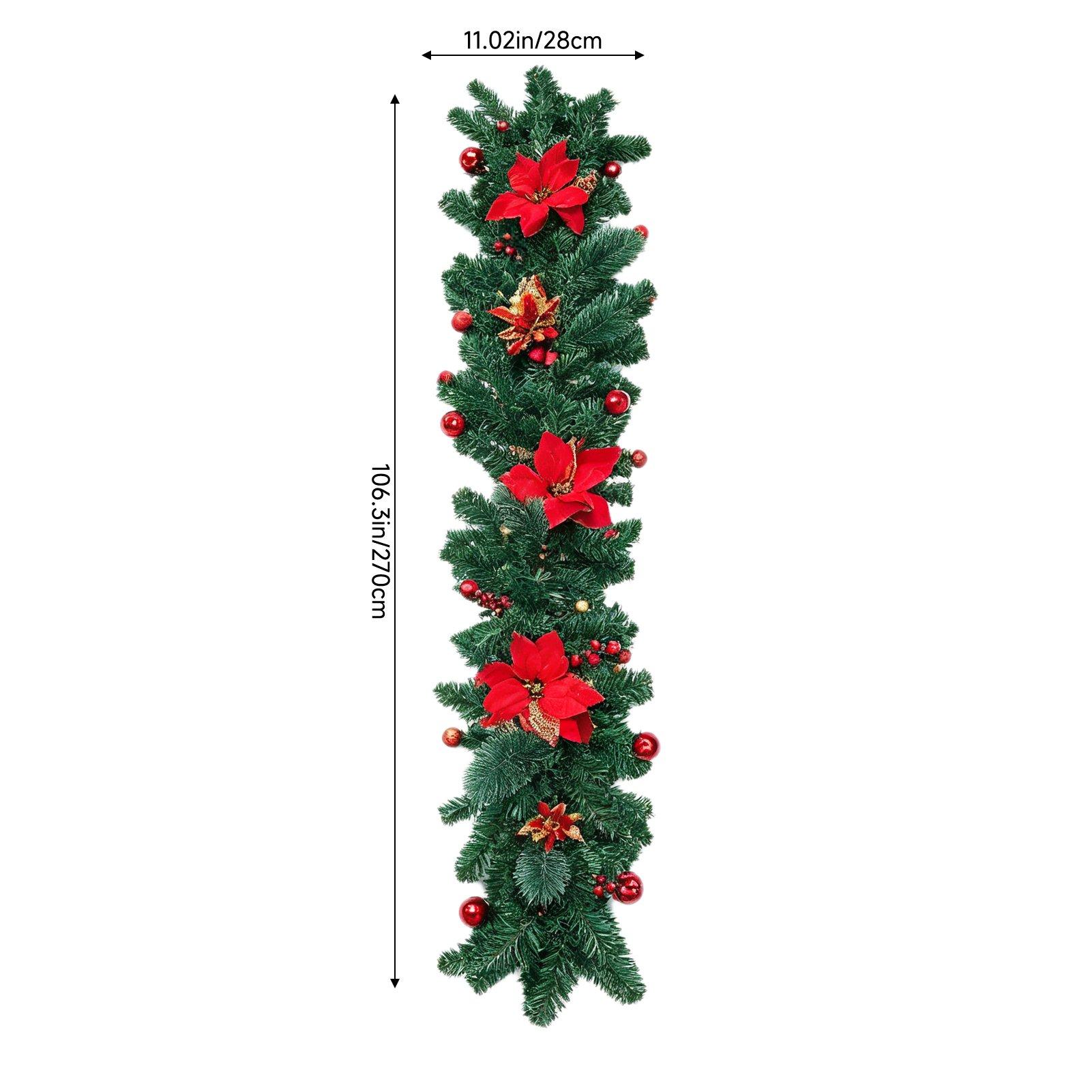 Red - LIFE IDEAS - 2.7m Artificial Christmas Garland with LED Lights - 2