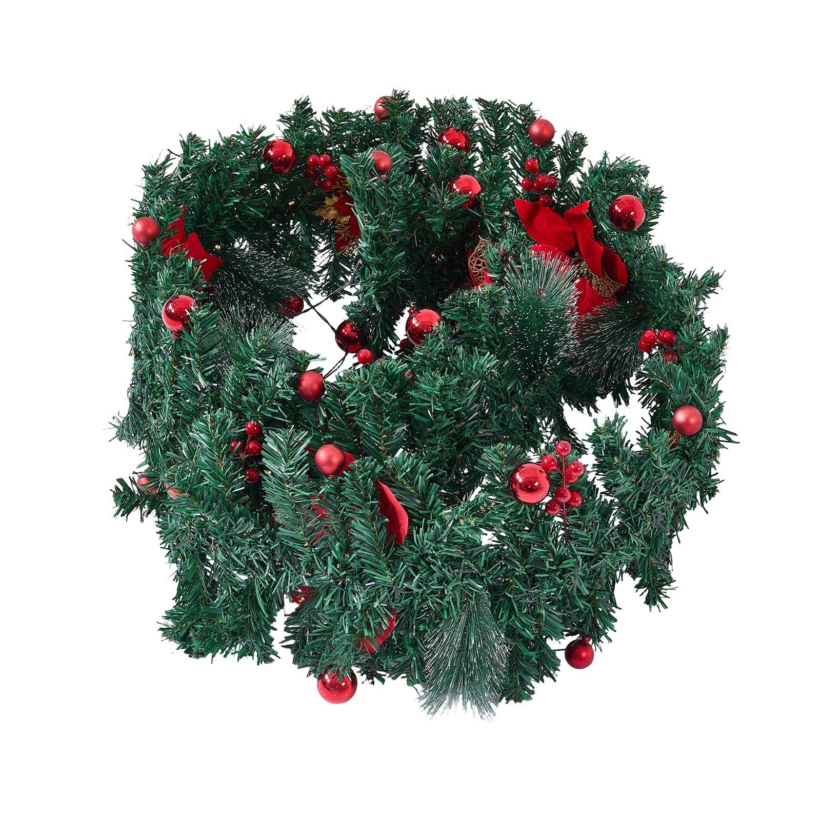 Red - LIFE IDEAS - 2.7m Artificial Christmas Garland with LED Lights - 3