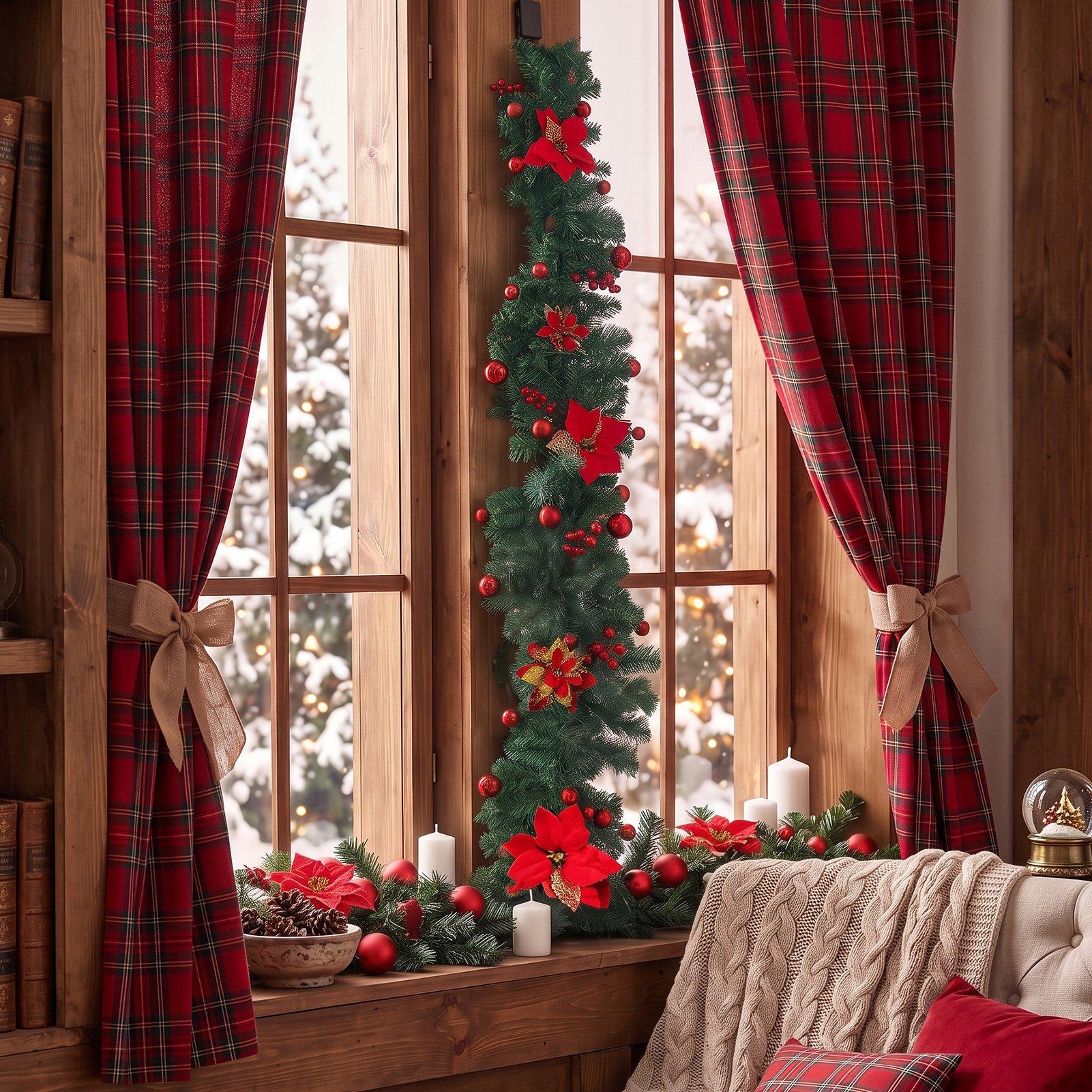 Red - LIFE IDEAS - 2.7m Artificial Christmas Garland with LED Lights - 8