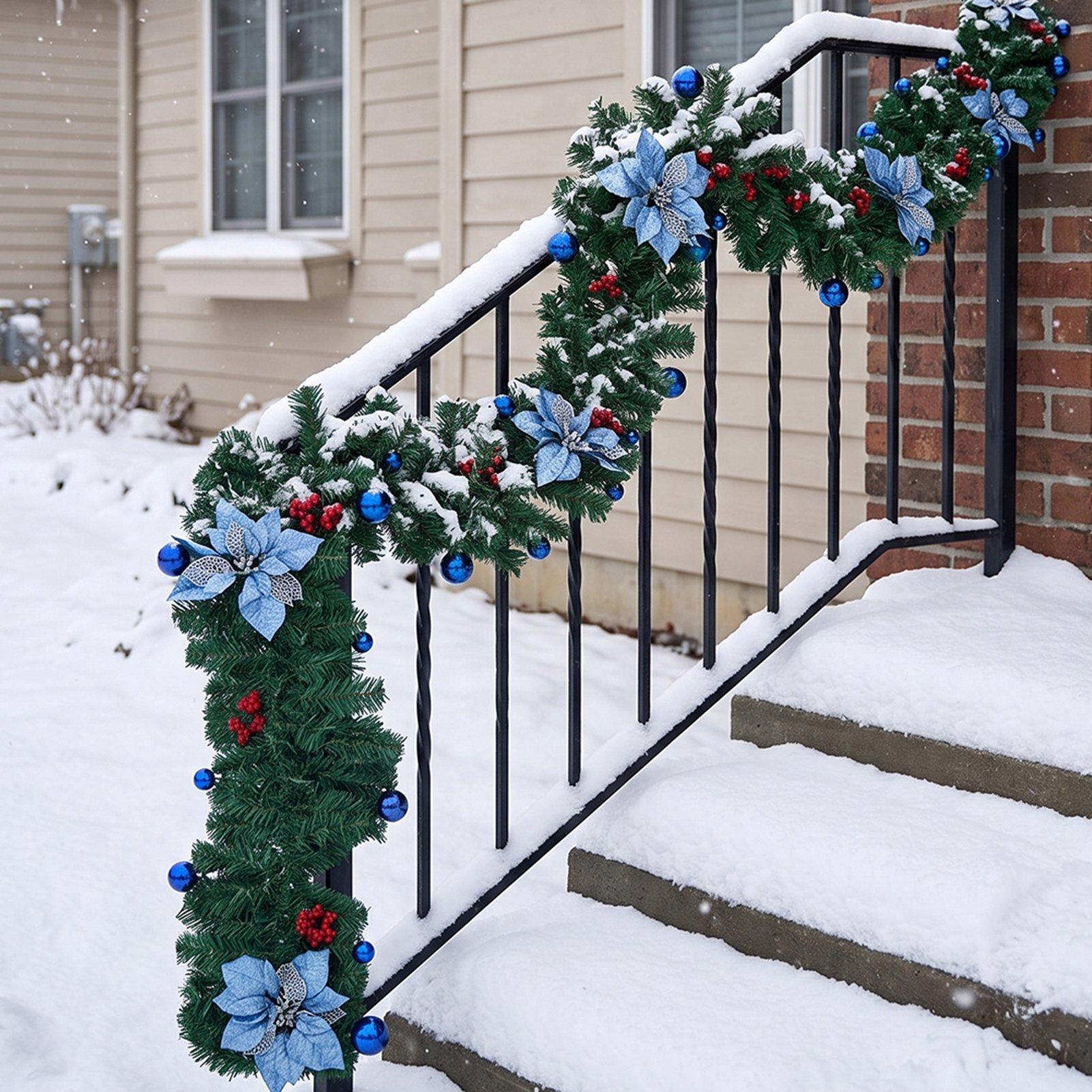 LIFE IDEAS 2.7m Artificial Christmas Garland with LED Lights