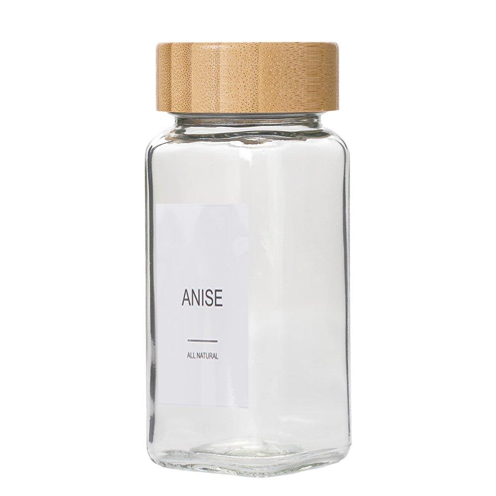 LIFE IDEAS 24Pcs Glass Spice Jars with Bamboo Lids