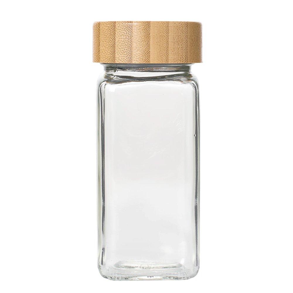 Clear - LIFE IDEAS - 24Pcs Glass Spice Jars with Bamboo Lids - 2