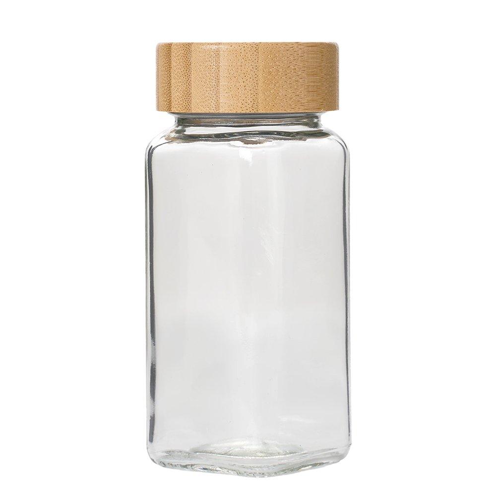 Clear - LIFE IDEAS - 24Pcs Glass Spice Jars with Bamboo Lids - 3