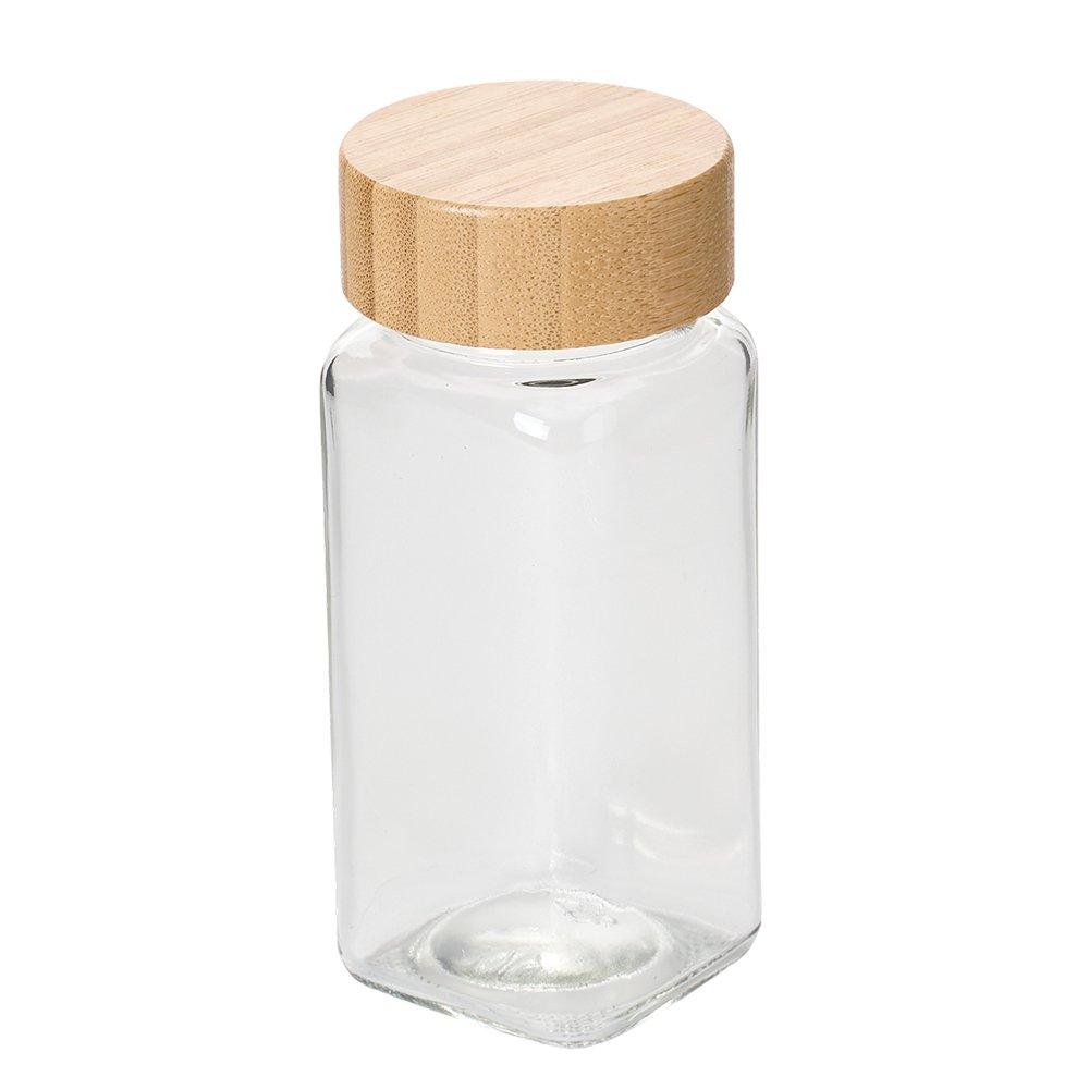 Clear - LIFE IDEAS - 24Pcs Glass Spice Jars with Bamboo Lids - 4