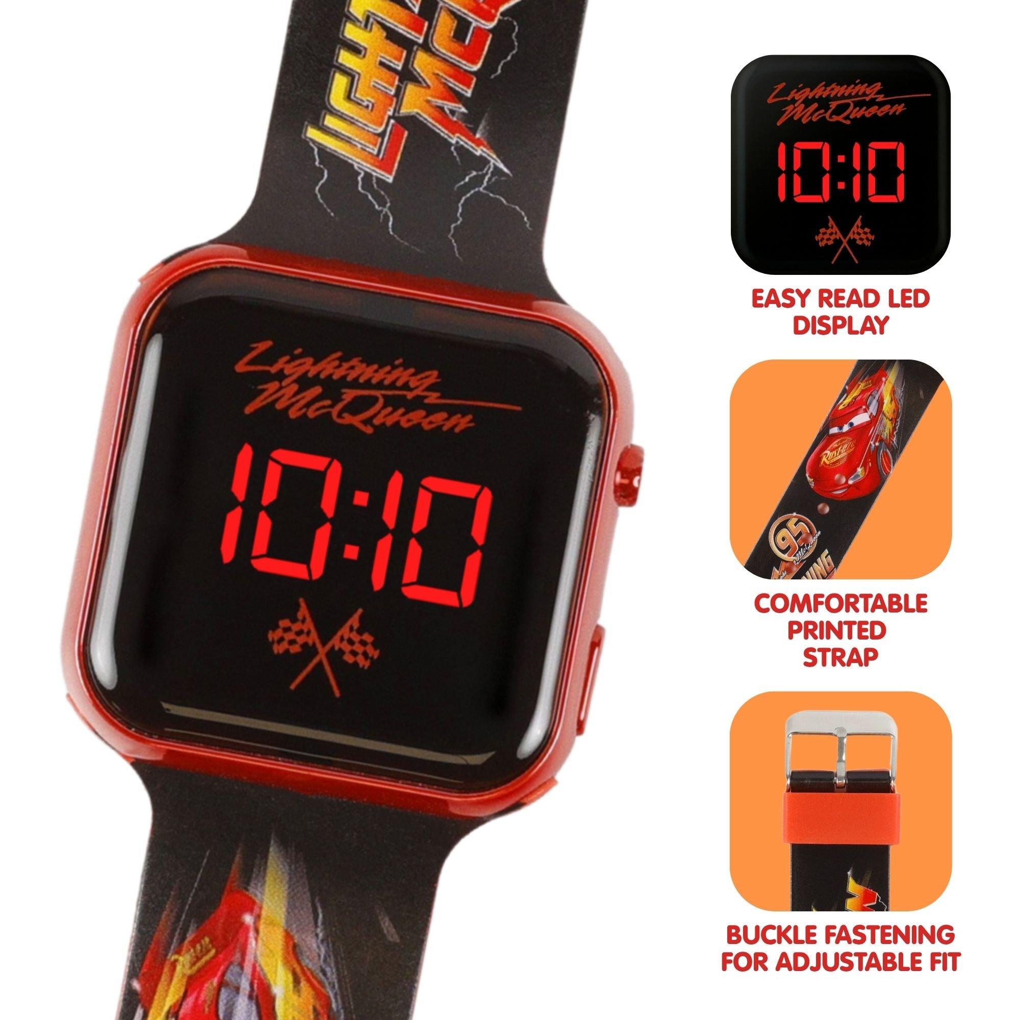 Black - Disney - Disney Cars LED Silicone Strap Watch - 2