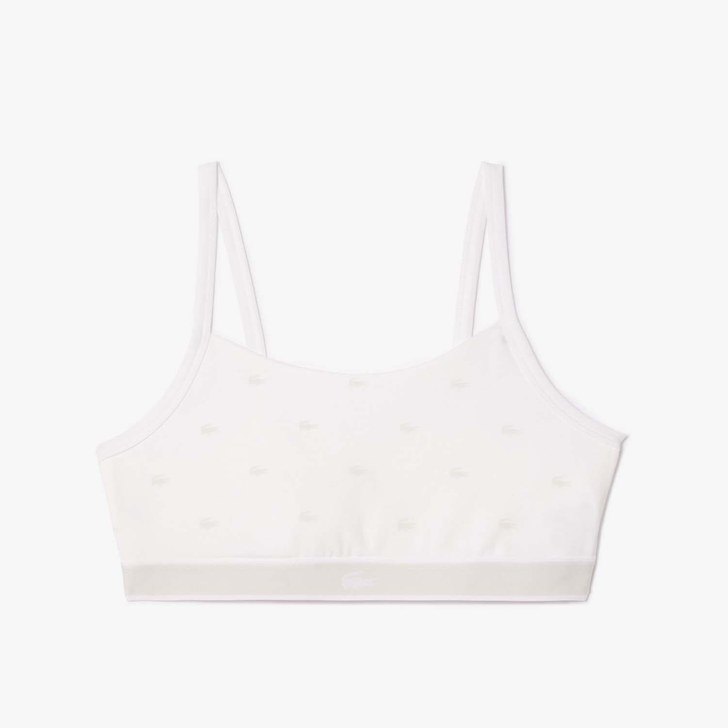 White - Lacoste - Stretch Cotton Bralette - 1
