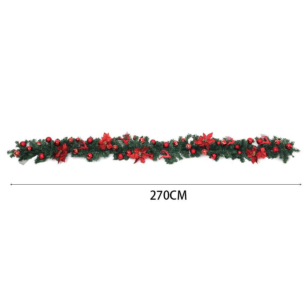 Red/Green - LIFE IDEAS - 2.7m Christmas Berry Ball Flower Garland - 2