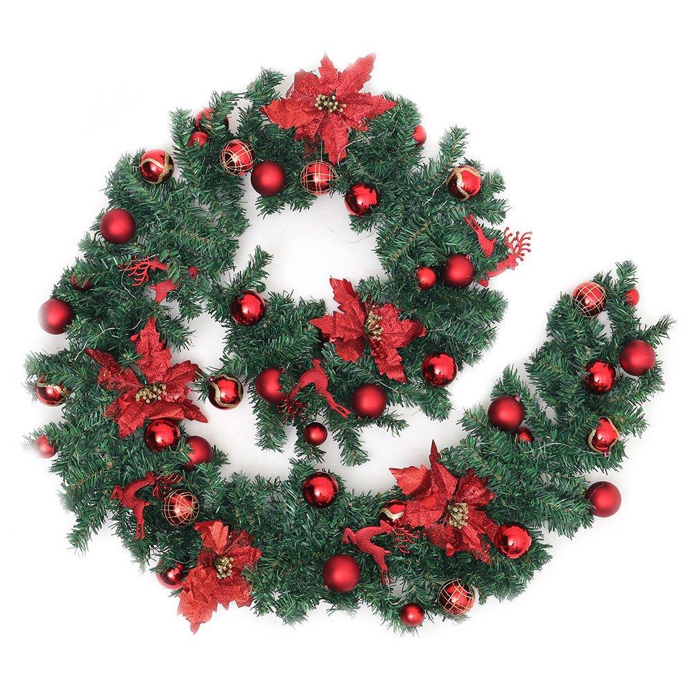 Red/Green - LIFE IDEAS - 2.7m Christmas Berry Ball Flower Garland - 3