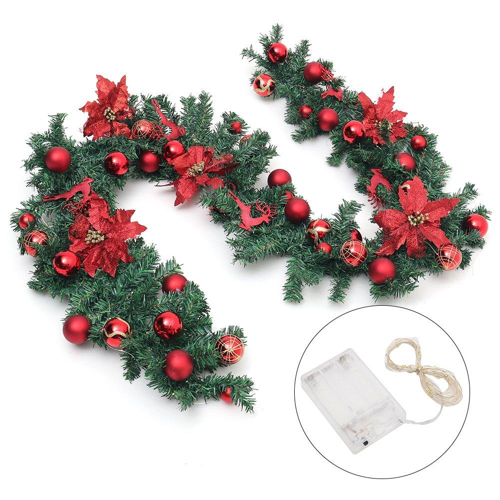 Red/Green - LIFE IDEAS - 2.7m Christmas Berry Ball Flower Garland - 6