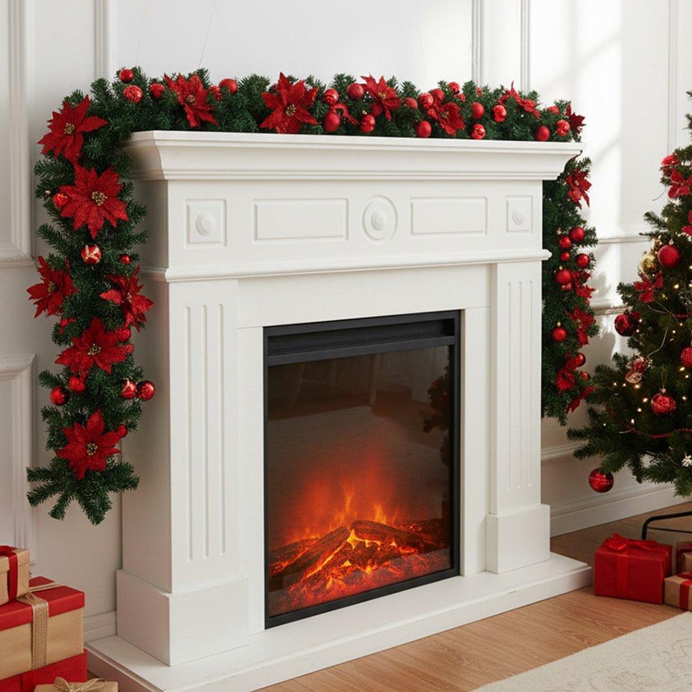 Red/Green - LIFE IDEAS - 2.7m Christmas Berry Ball Flower Garland - 8