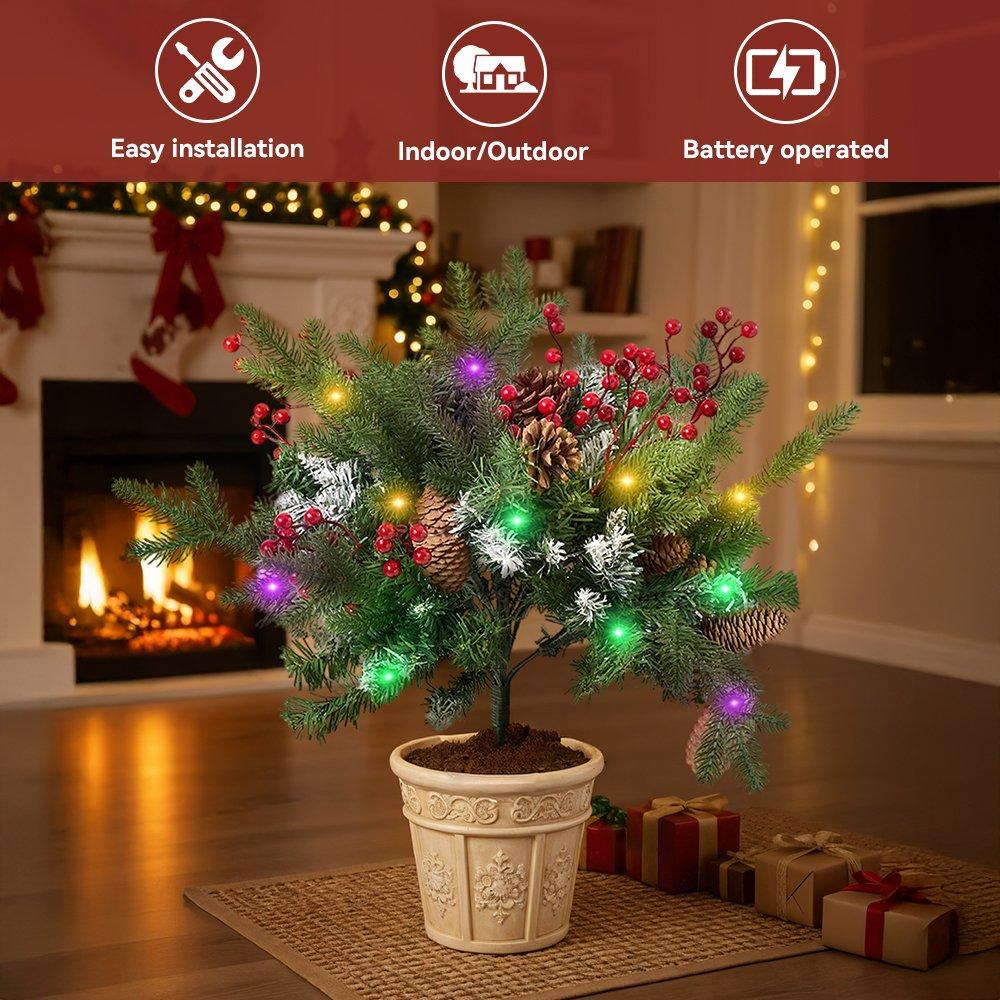 Green - LIFE IDEAS - Christmas Tree Ground Stake with Light and Timer - 6